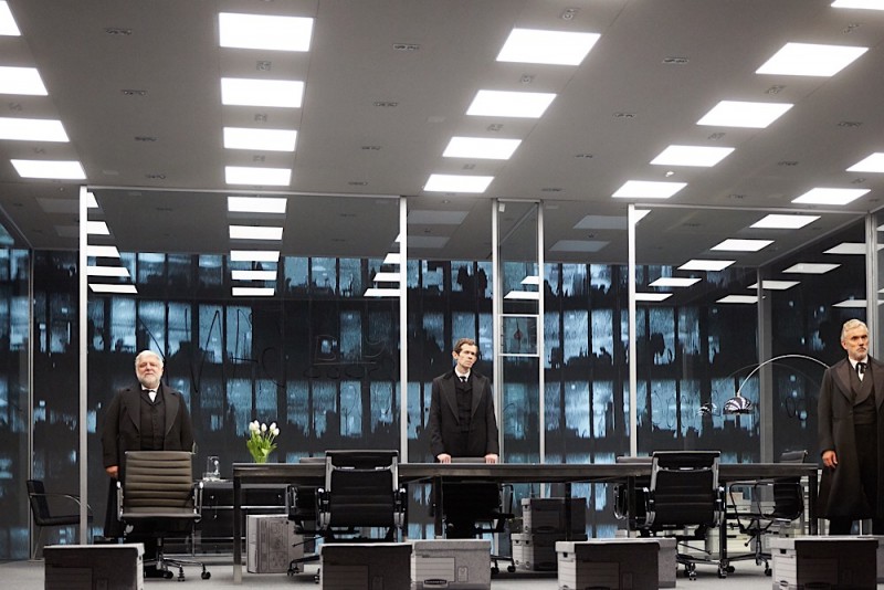 Simon Russell Beale, Adam Godley and Ben Miles in The Lehman Trilogy at the National Theatre. Photo by Mark Douet