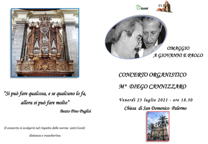 PALERMO -  Concerto alla Chiesa San Domenico in omaggio a FALCONE e BORSELLINO Venerdì 23 luglio, alle ore 18.30